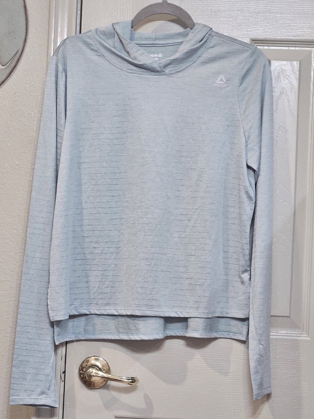 Reebok Pale Blue-Green Hooded Long-Sleeve Activewear